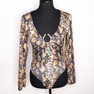 Lizette Collection‎ brown black snake python bodysuit size Extra Large XL